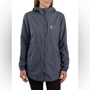 Carhartt women’s Rain Defender relaxed fit, lightweight coat in color Bluestone.